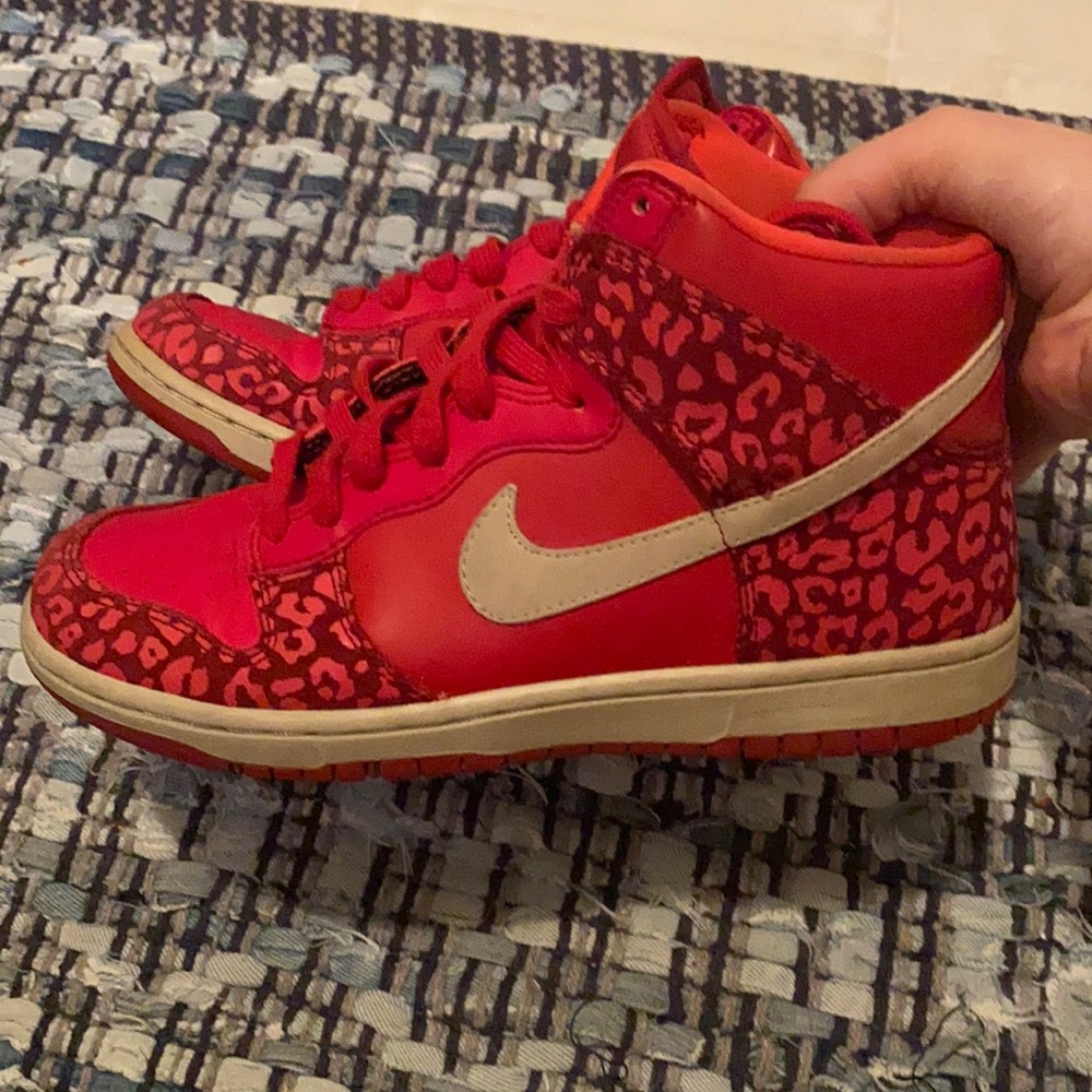 Red Cheetah Print Nike Dunks